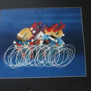 Painting, Bicycle Race Modern Abstract Original Art, Signed